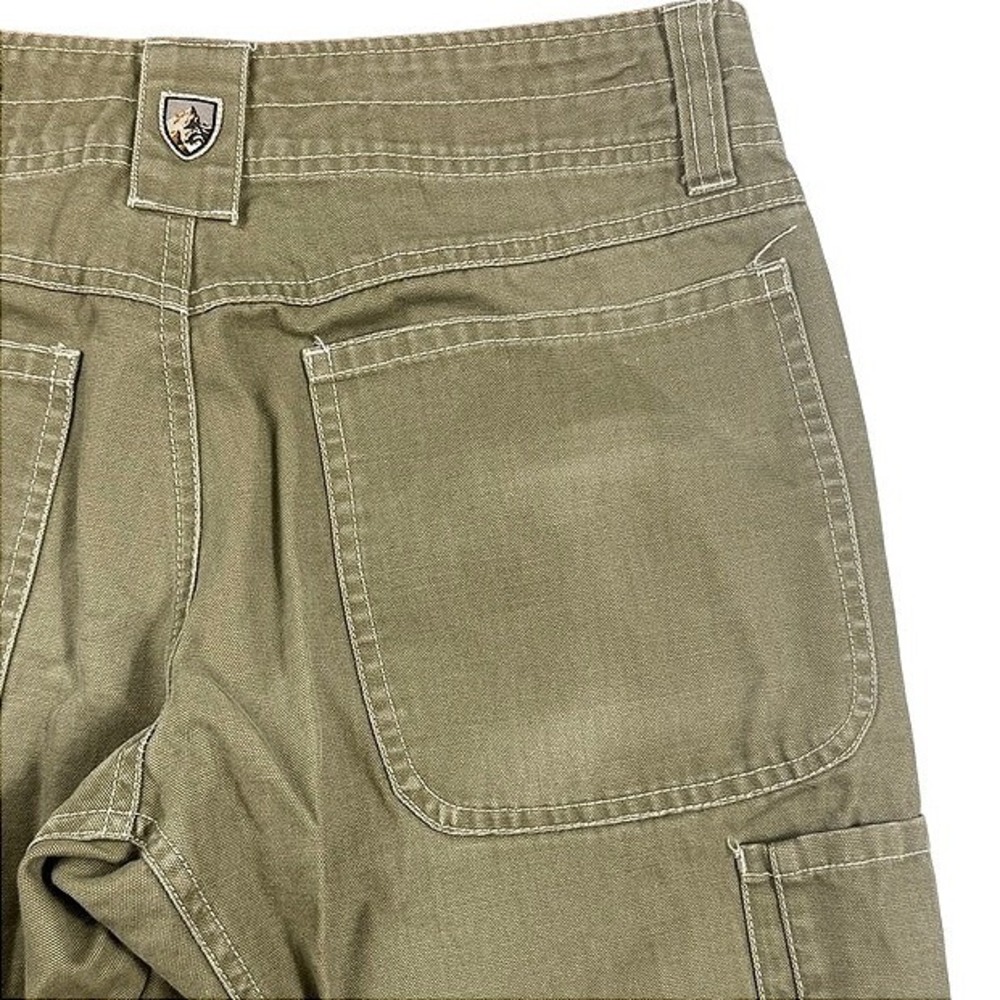 Kuhl Rydr Pants Olive Green Canvas Articulated Knee Hiking Workwear Mens 30x34